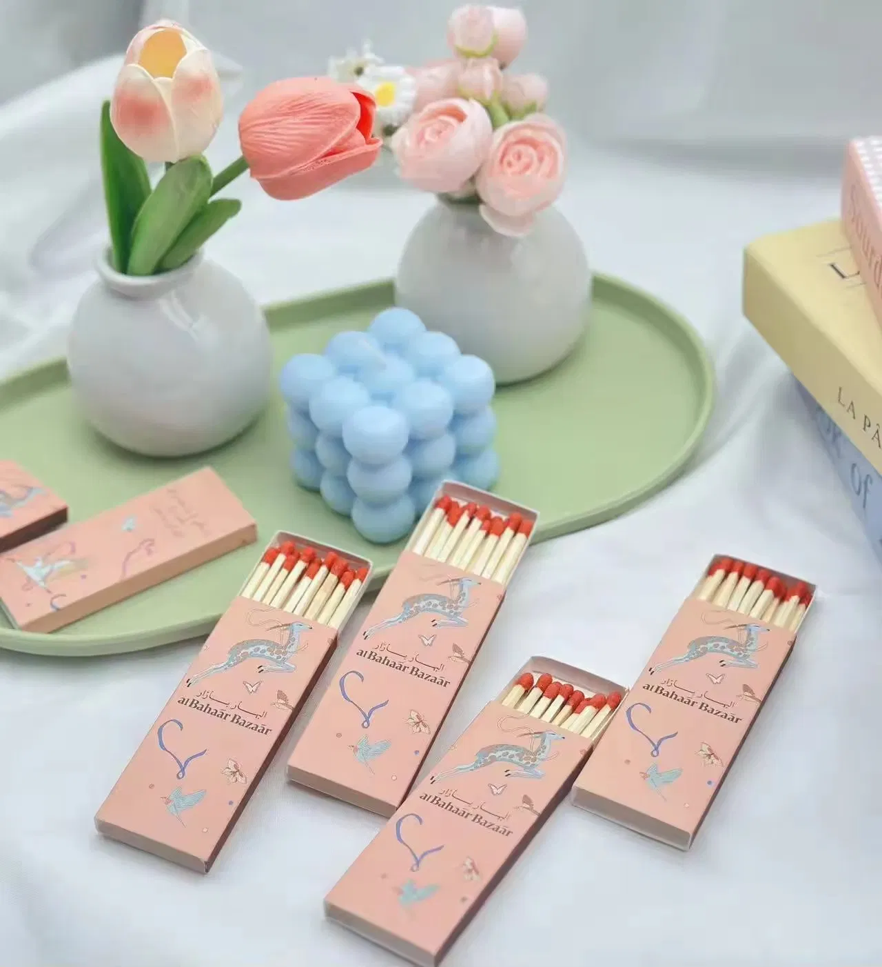 Custom Logo Boxed Matches Hotel Colorful Bulk Deluxe Candle Matches Wooden Matchsticks