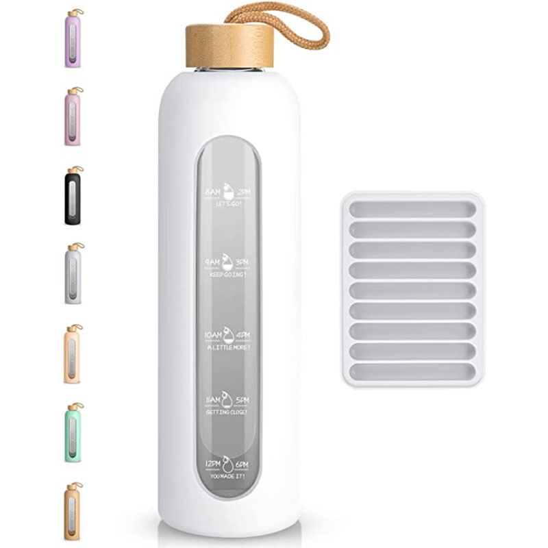 Стеклянная бутылка для воды 32oz с временной шкалой