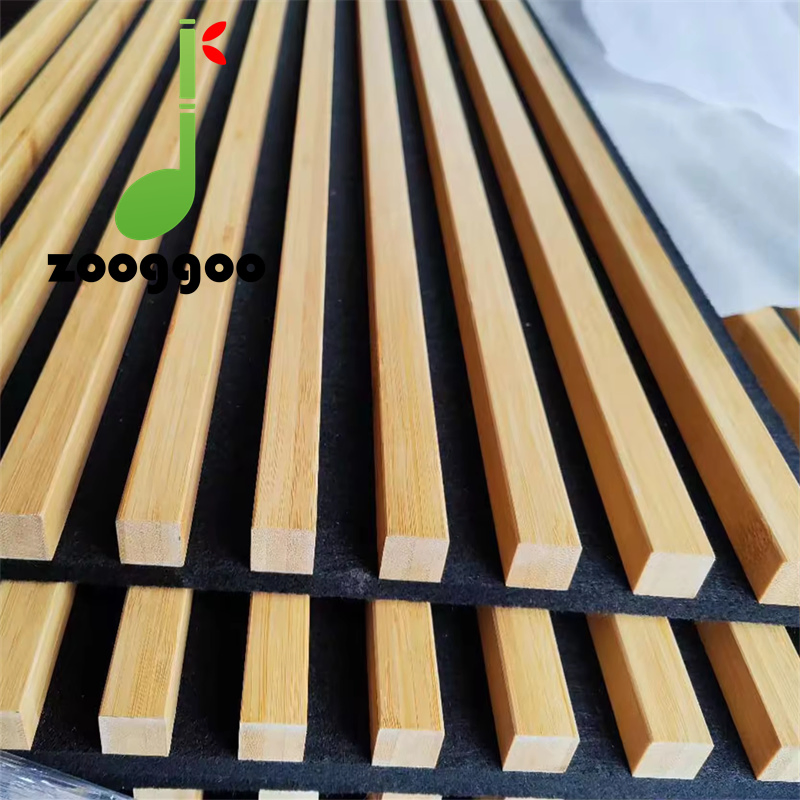 Akupanel Pet Acoustic Bamboo Ceiling Panel Polyester Acoustic Bamboo Slat Wall Panel