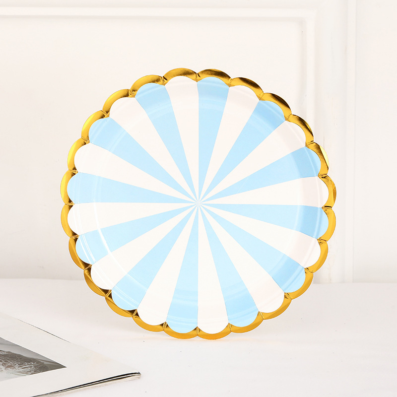 Multi-Size Gold Rim Paper Plates Disposable Tableware for Party Decoration