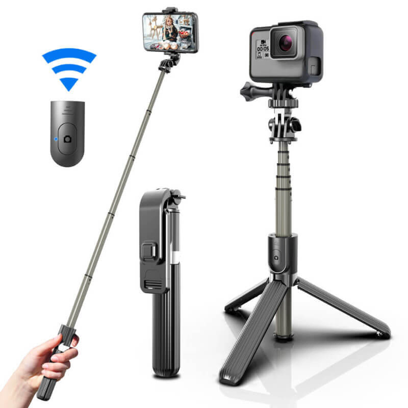 Aluminum Allie Wireless Selfie Stick Tripod with Remote for iPhone/Android