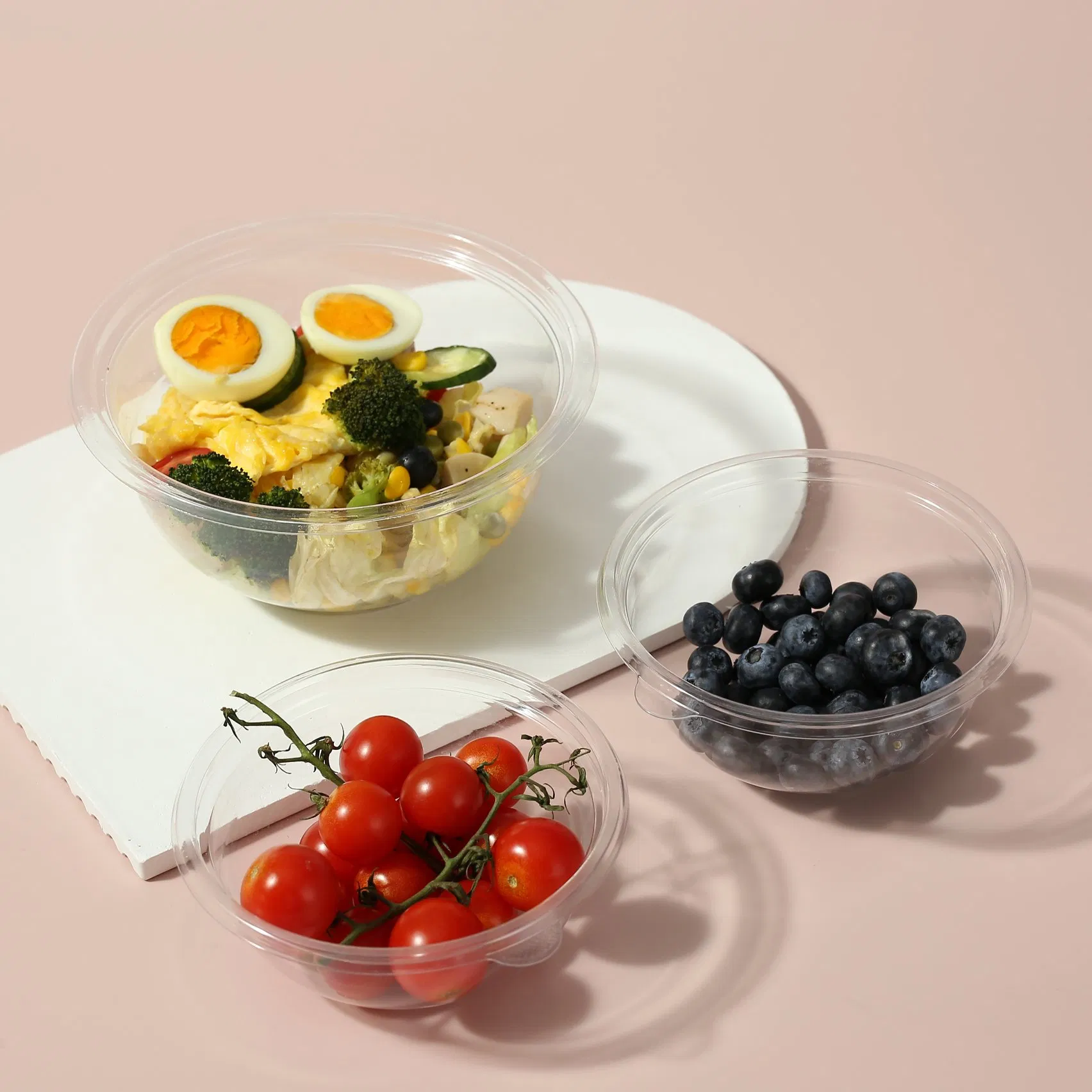 Elegant Portable Transparent Salad Bowl for Fresh Fruits and Vegetables