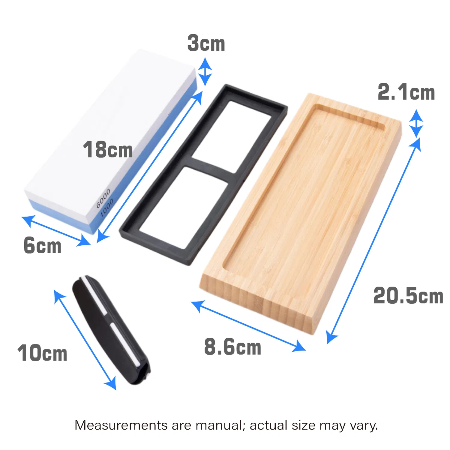 1000/6000 Grit Knife Sharpening Stone with Angle Guide Non-Slip Bamboo Base