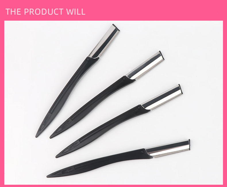 Private Label Safety Round Black Eyebrow Trimmer Razor with Plastic Cover