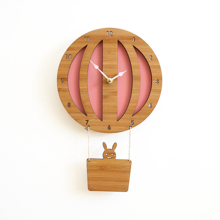 12inch Brief Needle Wooden Bamboo Round Wall Clock for Home Decoration