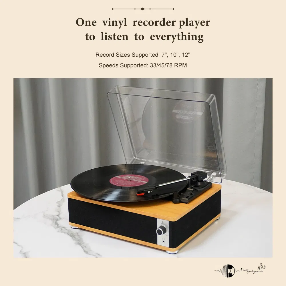 Fashion Design Custom Bluetooth 3 Speeds Lp Vinyl Player Gramophone Phonograph Turntable Record Player