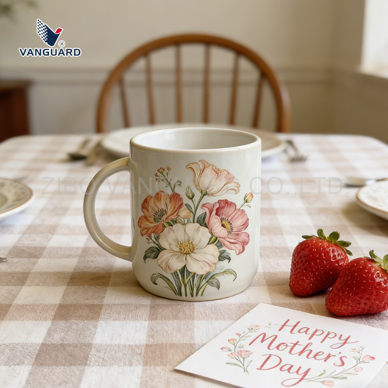 Фарфоровая кружка с цветочным дизайном, 600 мл