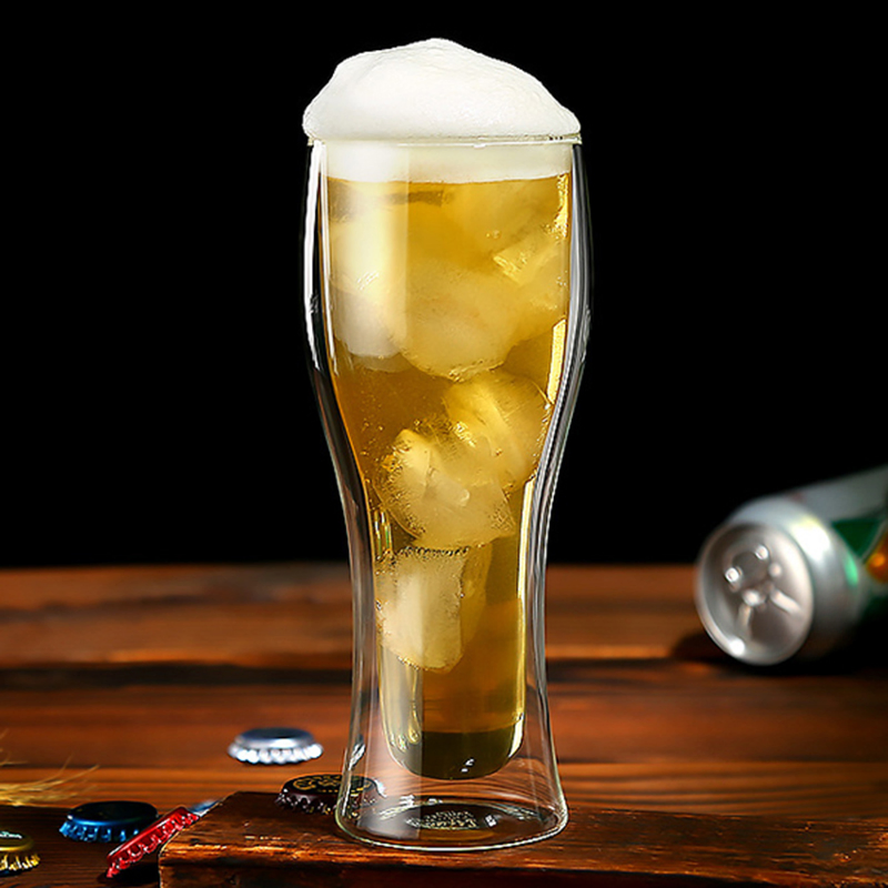 Factory Manufacture Classic Handmade Double Wall Big Large Beer Mug Cocktail Whisky Vodka Gin Wine Cup Various Reusable Glass Transparent Cup Novelty Beer Mug