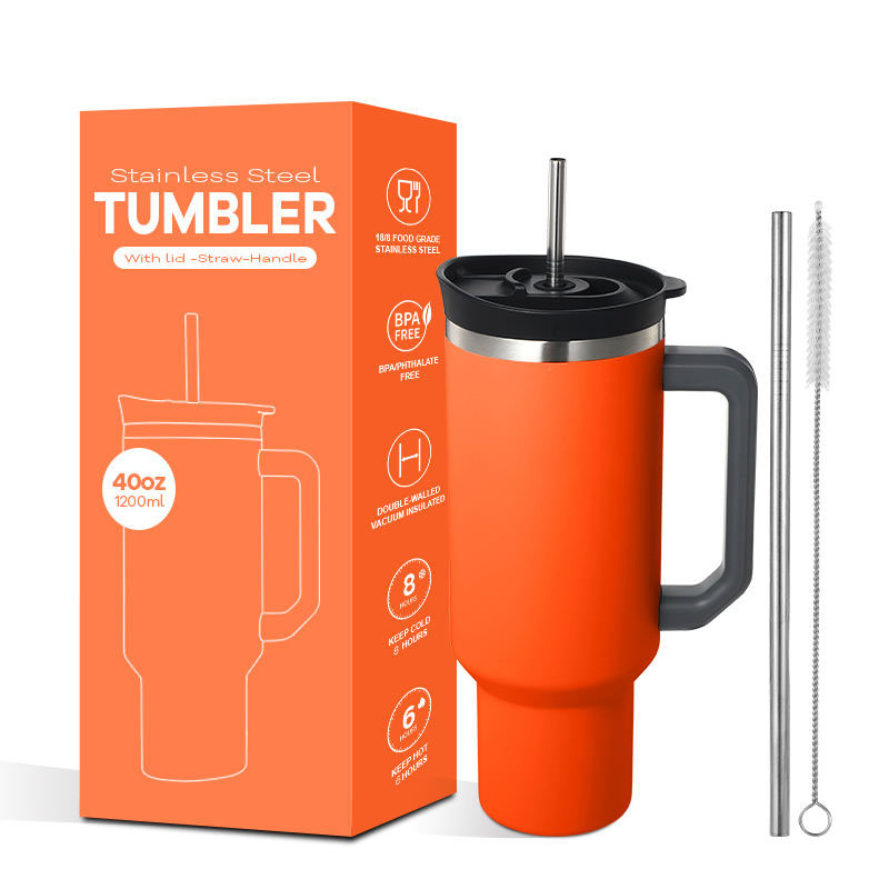 40oz Everich Hot Selling Double Wall Stainless Steel Morden Style Insulated Cup Travel Coffee Tumbler with Lid and Handle