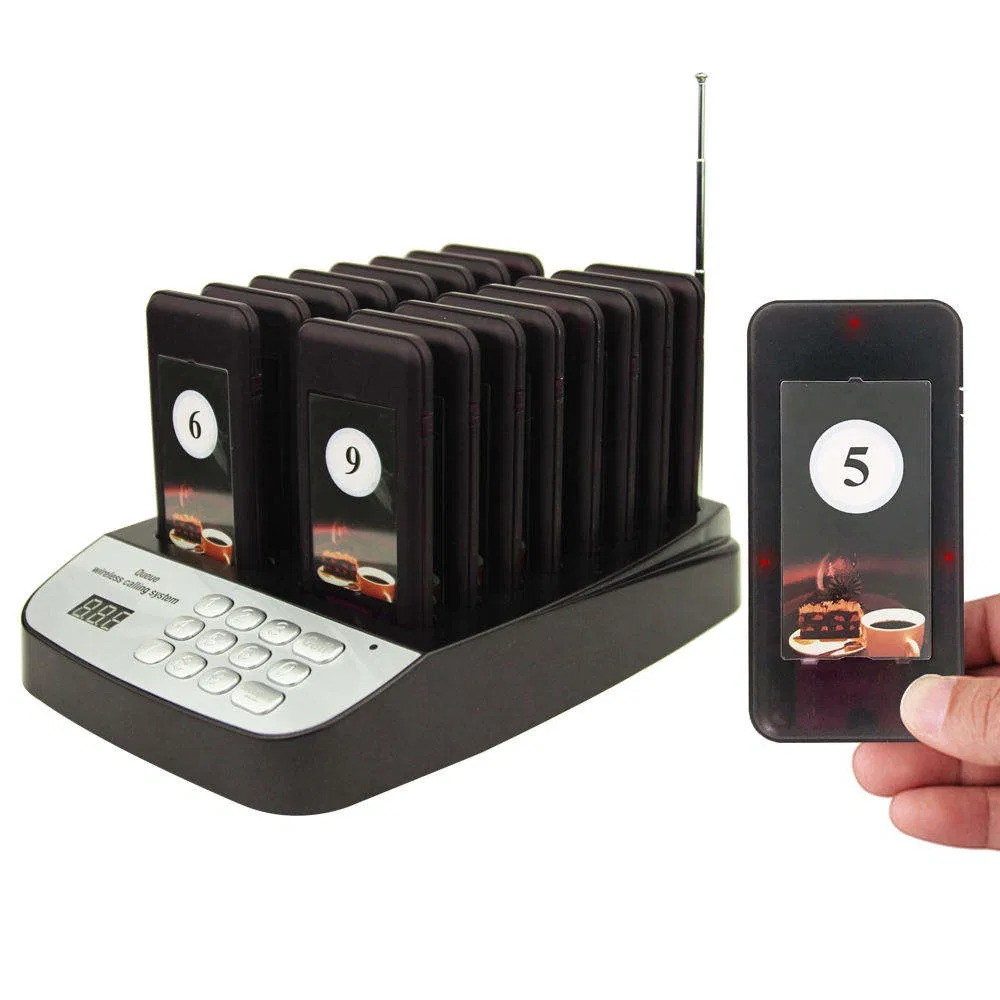 Long Battery Life Wireless Coaster Pager Customizable Labels for Cafe Hospital