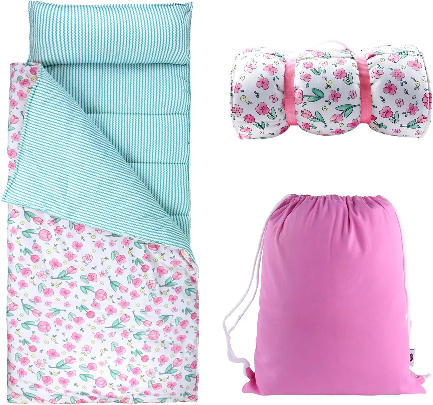 Toddler Nap Mat with Pillow & Blanket for 3-7 Years Boys Girls