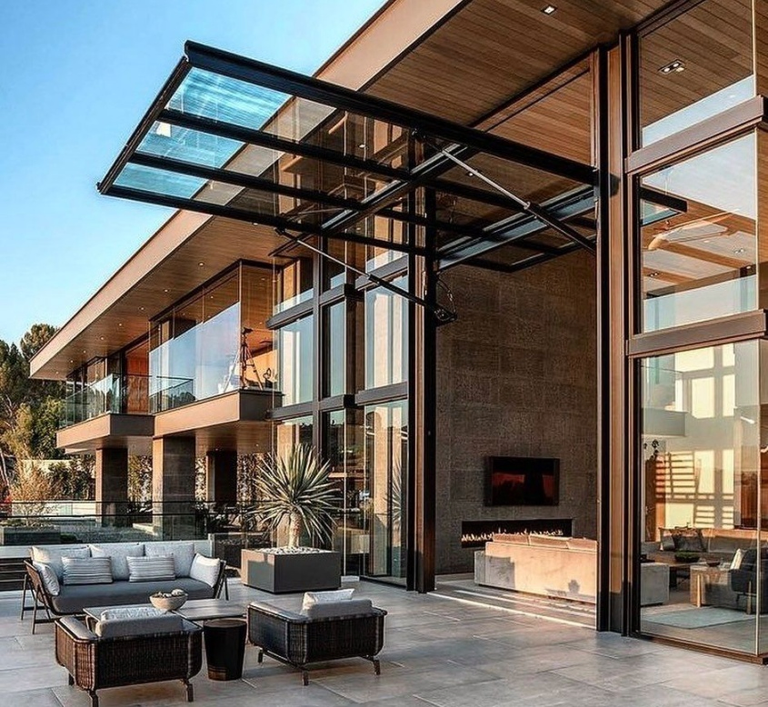 Nfrc CE Electric Aluminum Glass up and Over Canopy Garage Doors