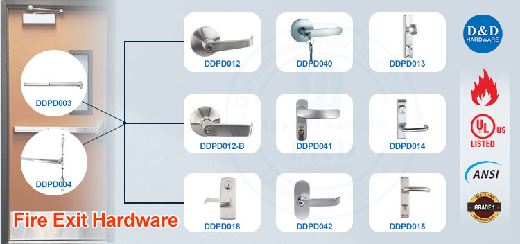 ANSI UL Security Door Panic Lock Handle Bar Stainless Steel Fire Rated Hardware Length Rod Commercial Cross Emergency Fire Exit Device Rim Type Push Panic Bar