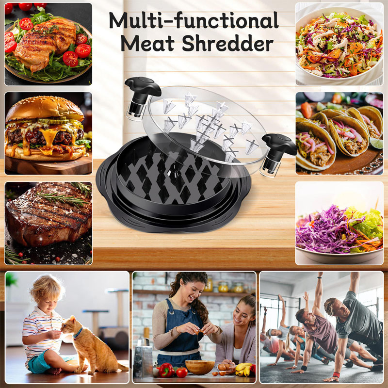 Non-Slip Base & Clear Cover Durable Manual Chicken Shredder Modern Kitchen Tool (CFSKA26001)