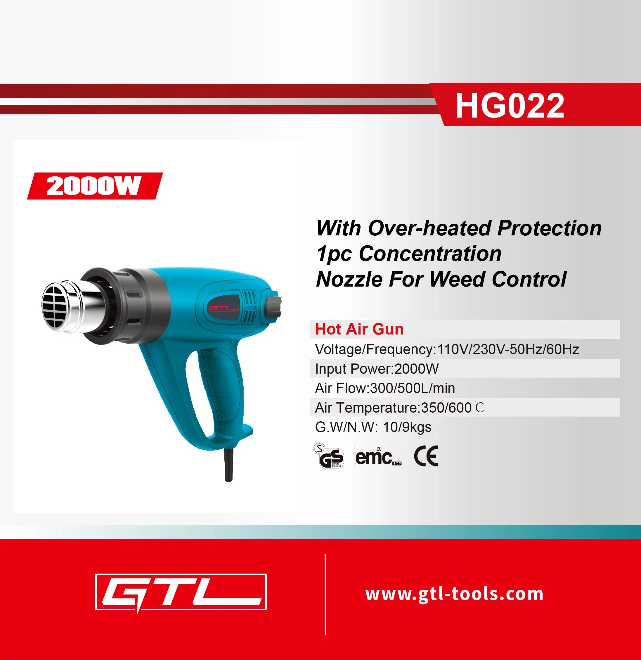 Power Tools Portable Electric Tool Hot Air Gun 2000W, Hot Air Gun, Power Tool of Hot Air Gun (HG022)