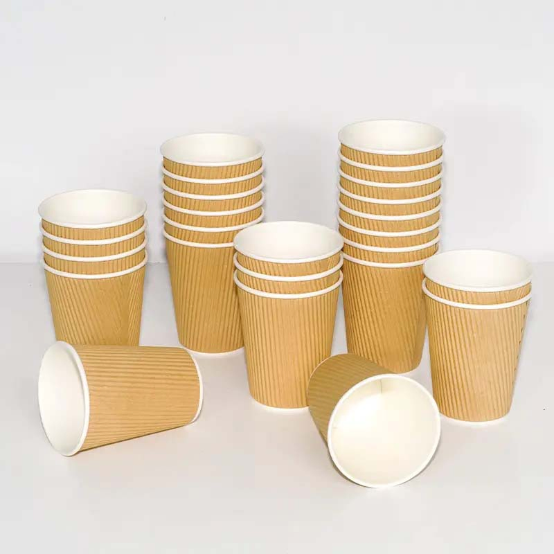 Бумажный гофрированный стакан с PE-покрытием, 16 oz