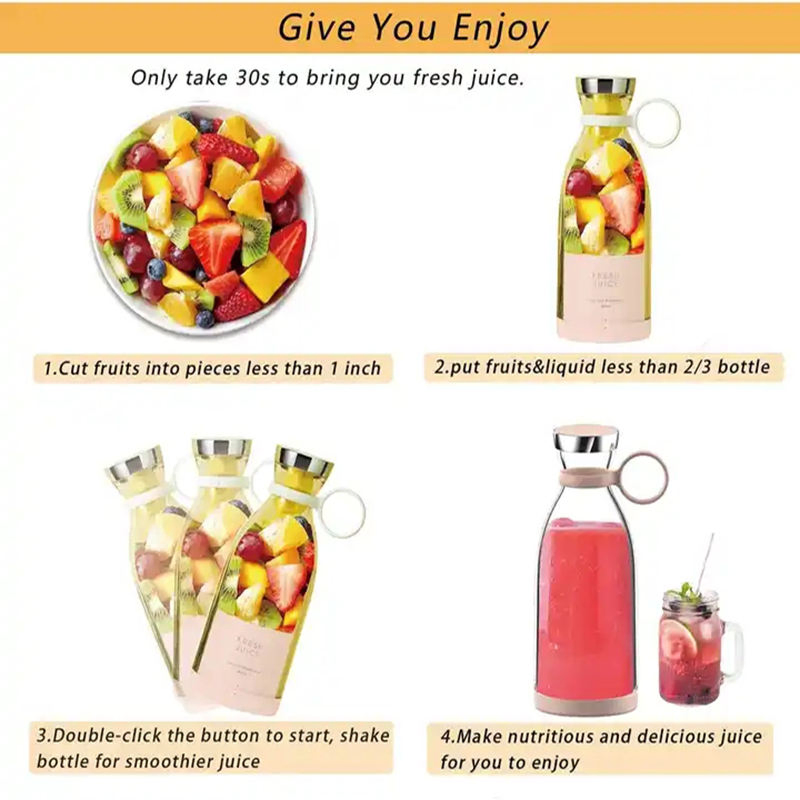 Electric Mini Portable Bottle Blender Home USB 6-Blades Juicer Fruit Vegetable Tools