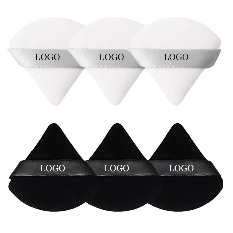 Di Tong Cosmetic Accessories 3-Piece Customized Private Brand Triangle Powder Puff Velvet Makeup and Beauty Powder Puff