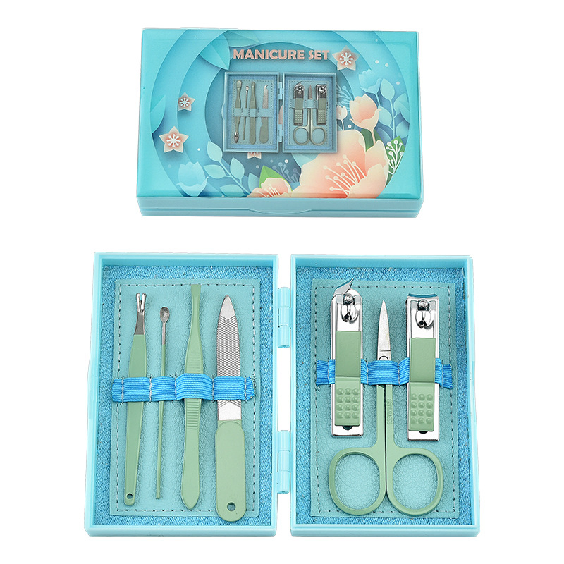 Printed Plastic Box Seven-Piece Nail Clipper Set Beauty Manicure Tools