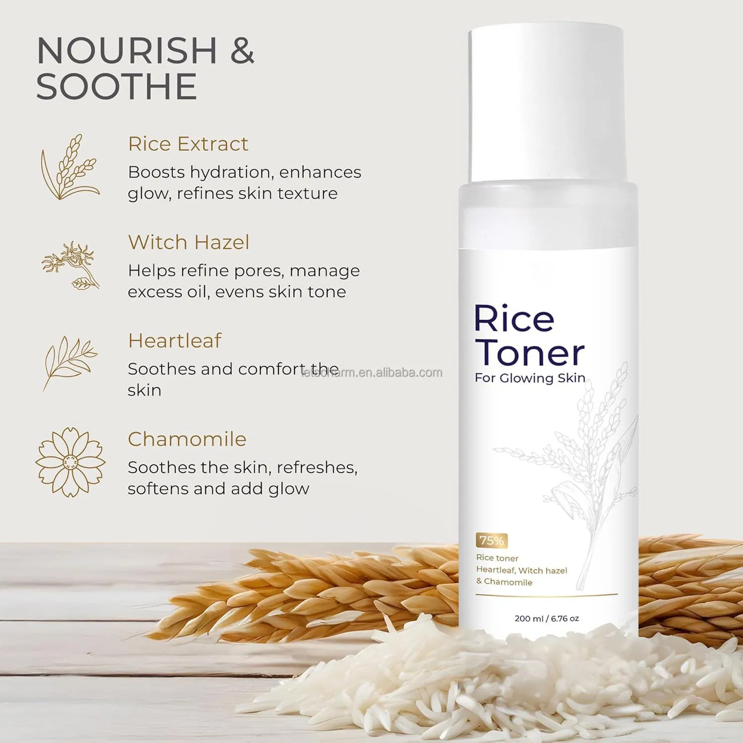 Ls159 OEM Custom Hydrating Face Toner: Rice Extract, Niacinamide, Chamomile for T-Zone