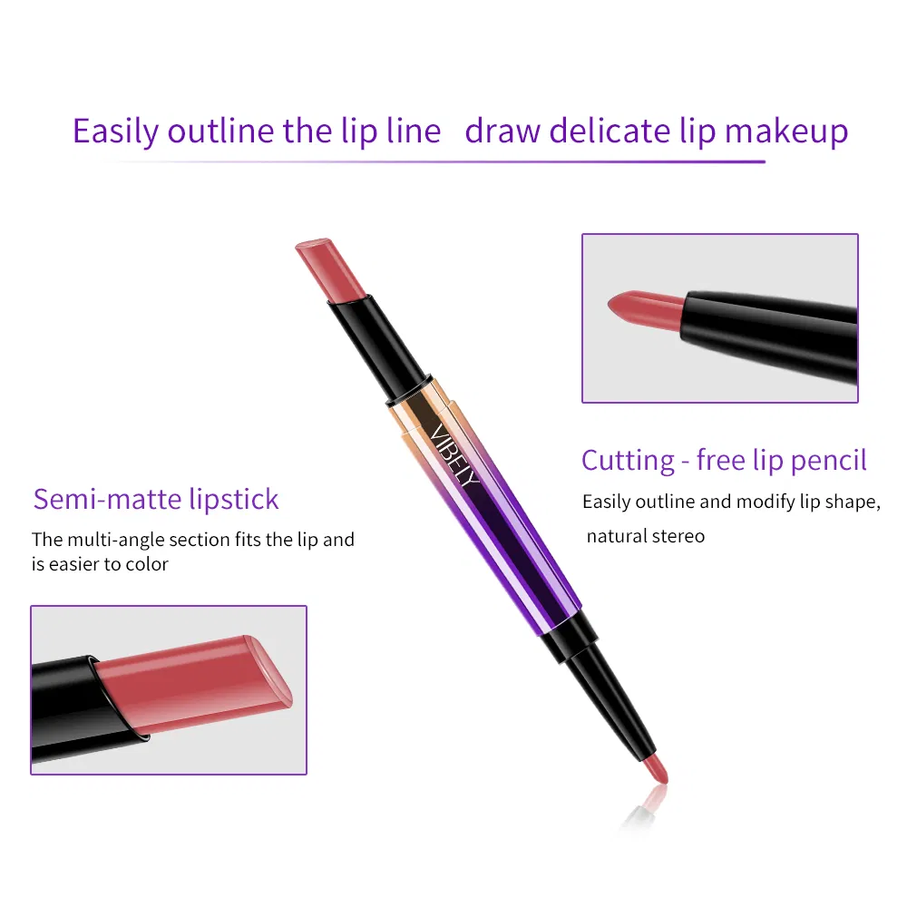 Wholesale 16 Color Double-End Lasting Waterproof Smooth Creamy 2-in-1 Lipstick Lip Liner