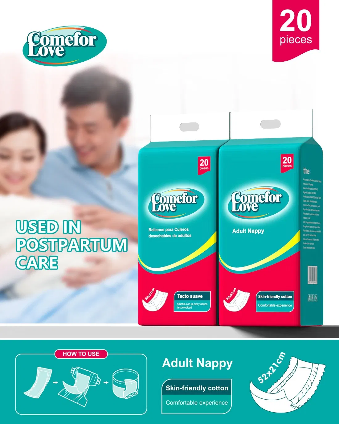 Premium Adult Disposable Nappies High Absorbency Comfort Fit for Adults