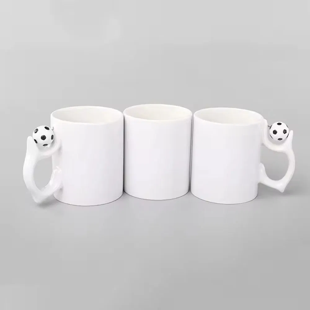 23rd Football-World-Cups 11oz Football Handle Sublimation Blank Mugs White Ceramic Cup Mug with Ball Handle
