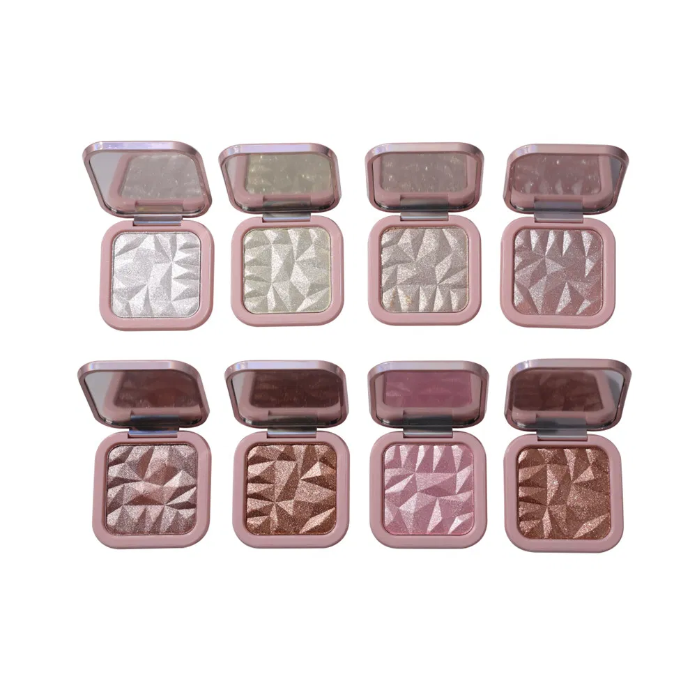 Custom Private Label Waterproof Blush Highlighter Palette Wholesale Vegan Blusher Shimmer Highlight Powder Palette Cruelty Free