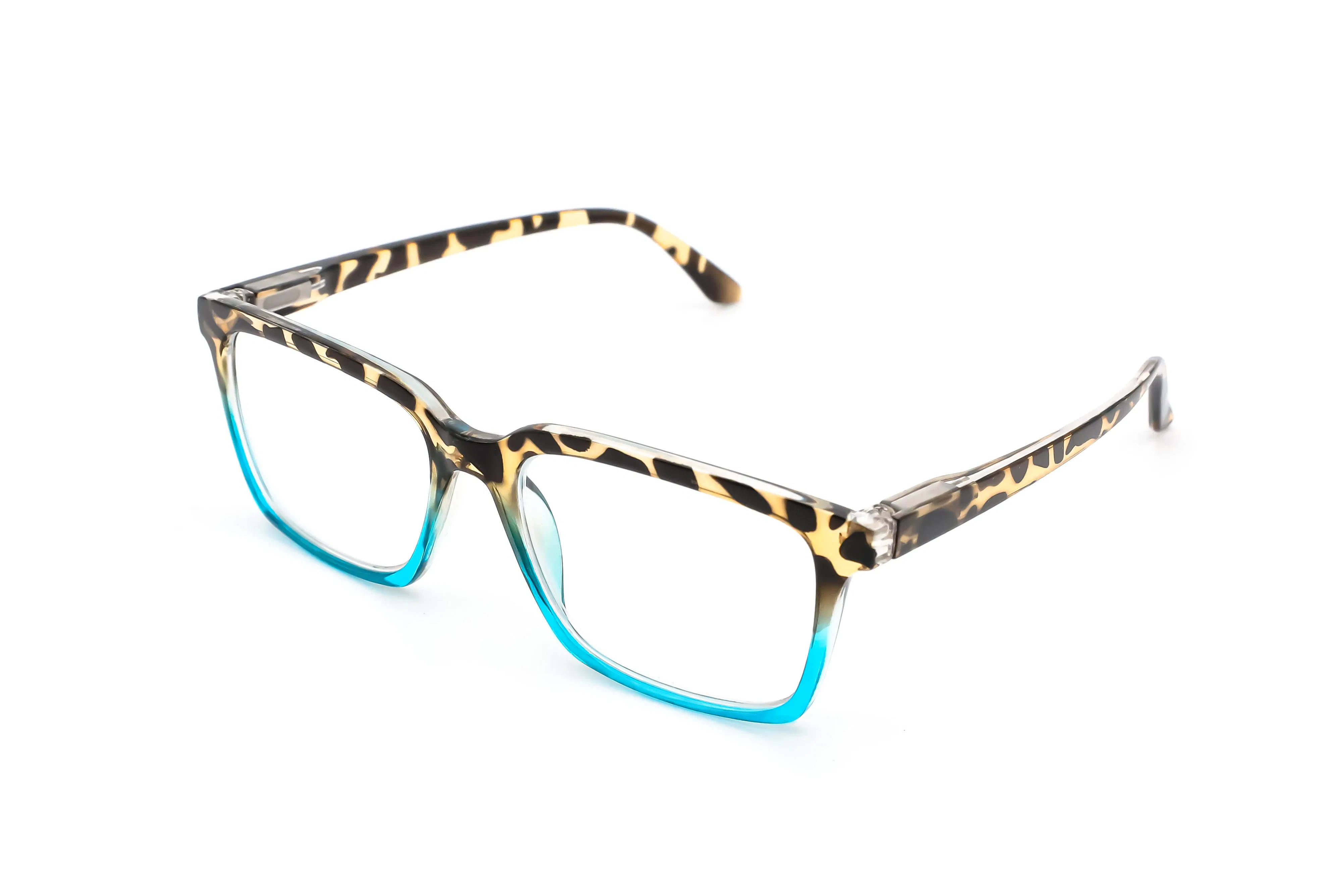 Classic Two Color Square Frame Reading Glasses Eyewear with Anti-Blue Light