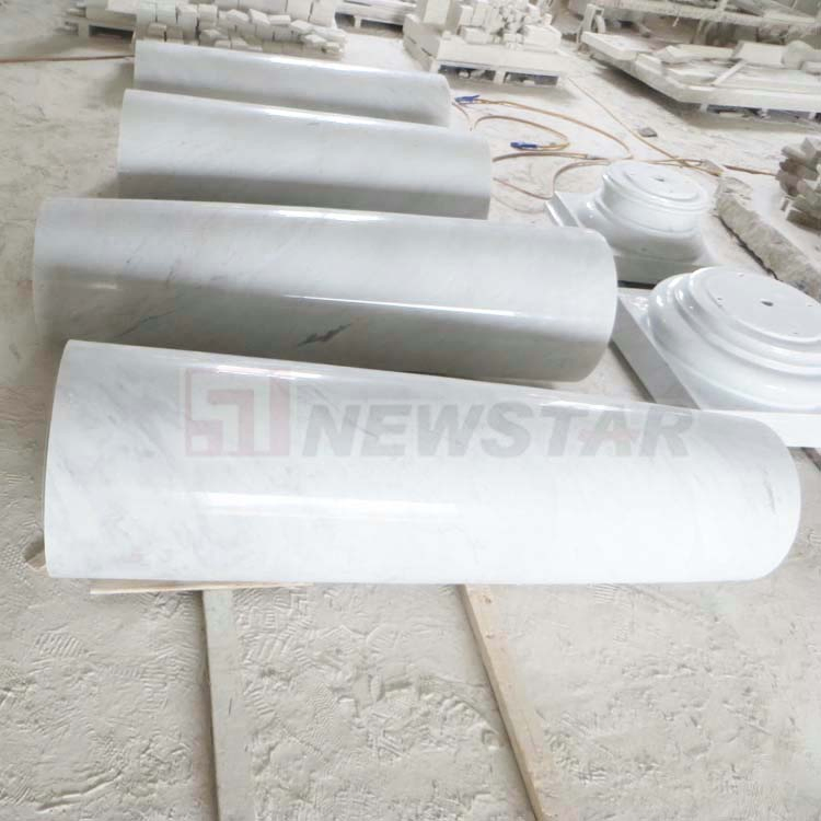 Limestone House Pillar Factory Round Pillar Design for Indoors Roman Marble Column Pillar White Marble Carved Stone Pillar