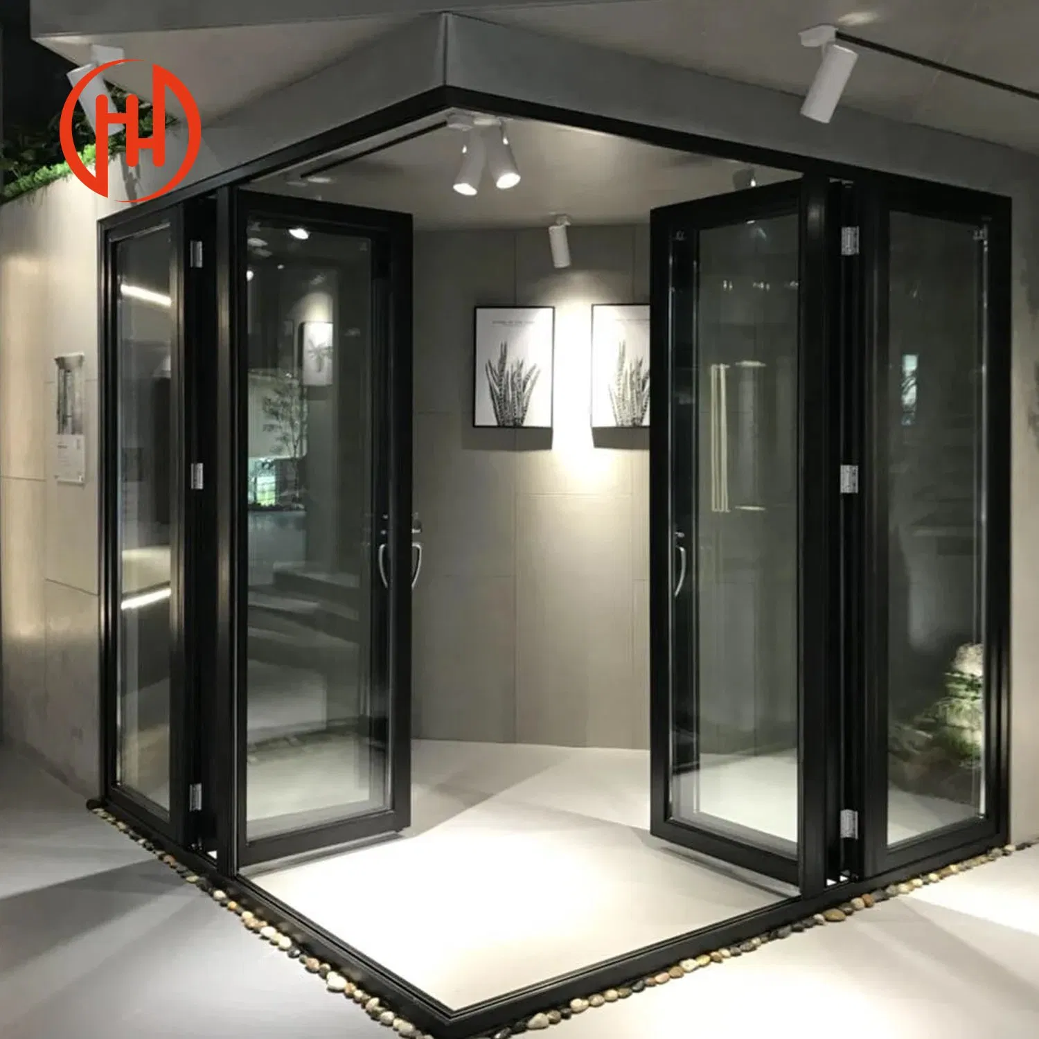 High Standard Us Au Certificated Aluminium Glass Folding Door / Bi-Fold Door