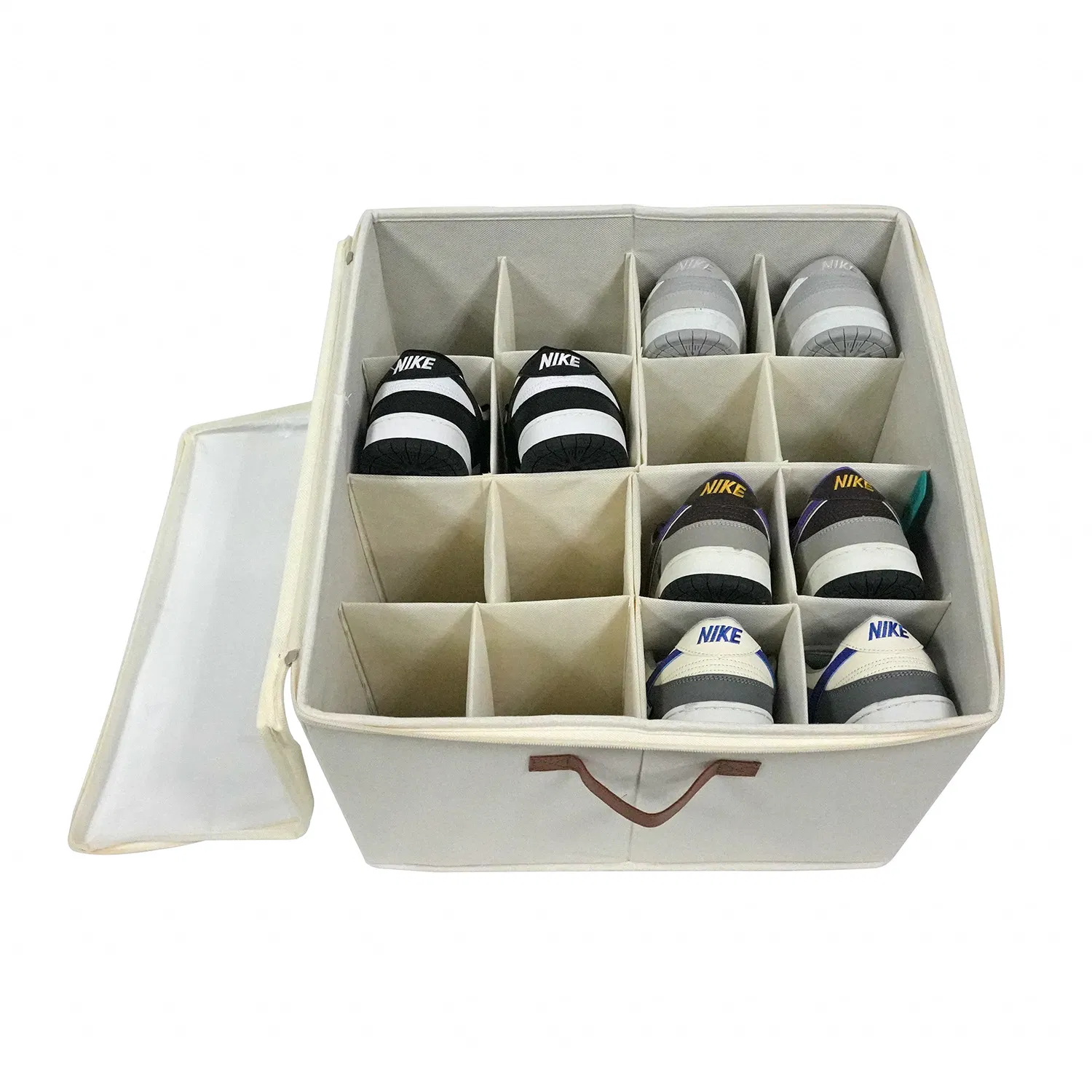 Adjustable Partition Fabric Storage Box Zipper Lid Dust-Proof Compartment Bin