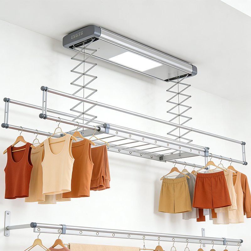Smart Clothes Drying Rack Automatic Lift-and-Lower Balcony Drying Rack with Disinfection and Air-Drying Function