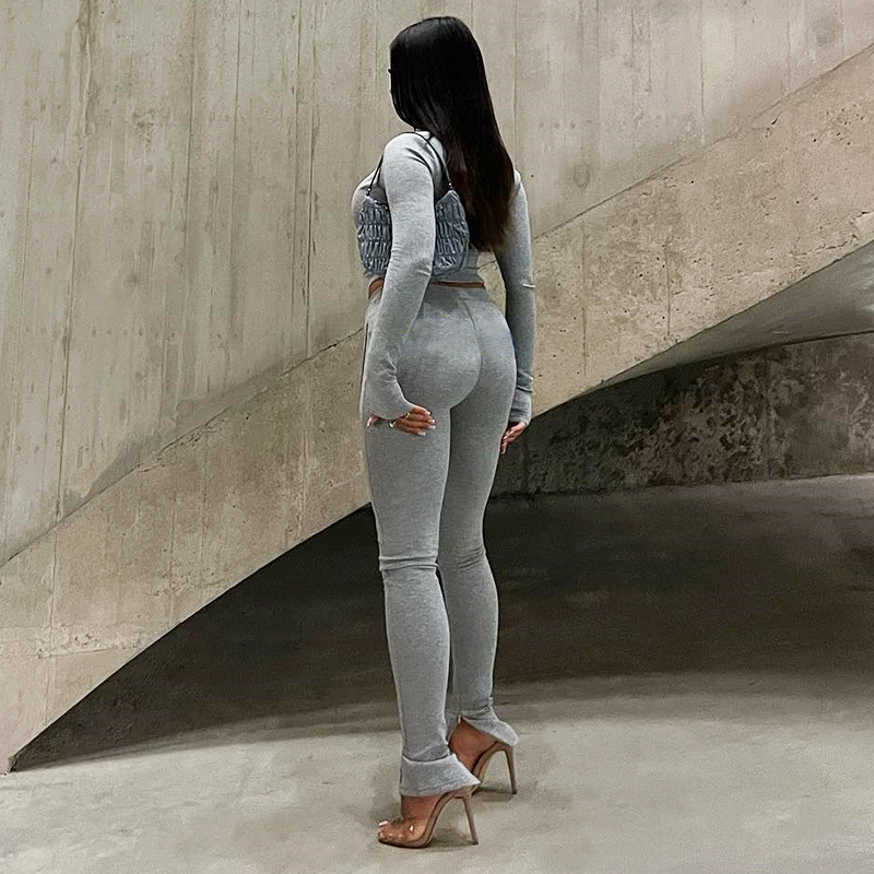 Комплект женский весенний однотонный с длинным рукавом и воротником