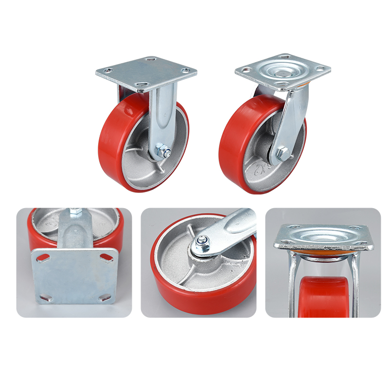100/125/150/200 Mmheavy Duty Wholesale Manufacturer Trolley Wheels Removable Swivel Industrial PU Caster Wheel with Side Brake