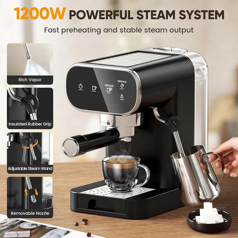 Automatic Bean Cup Coffee Maker with Multifunctional Cappuccino Espresso Machine Double Boiler Electric for Household Hotel