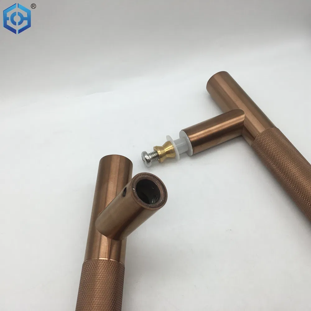 Rose Gold Stainless Steel H Type Knurled Glass Door Pull Handle