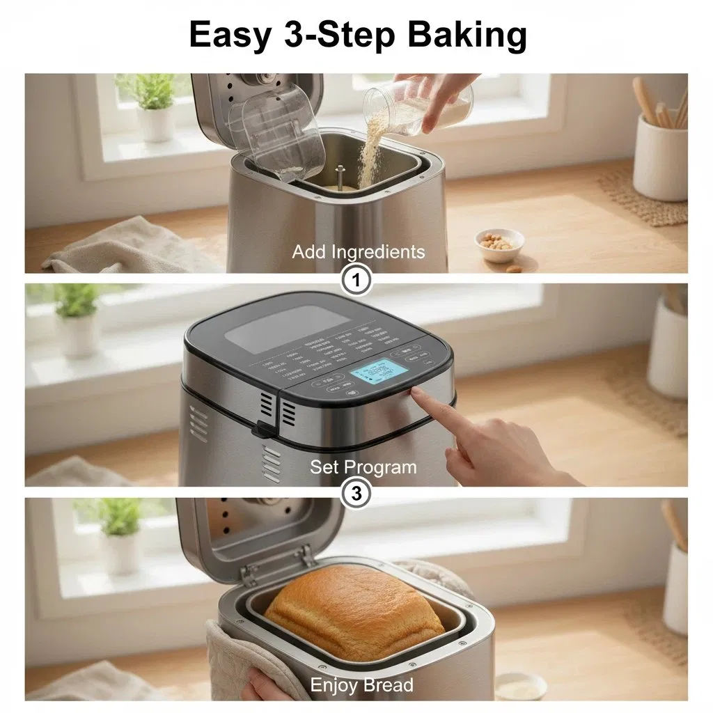 Bread Maker Machine Stainless Steel Automatic Bread Machine 3 Loaf Sizes