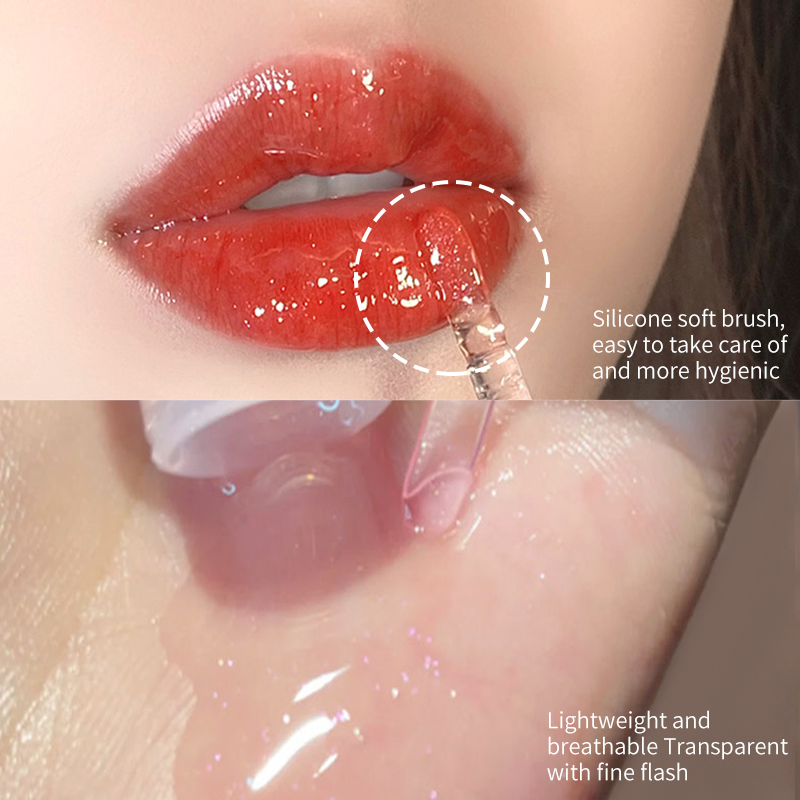 Cosmetic Jelly Clear Lip Oil Water Light Moisturizing Plump Glitter Lipgloss