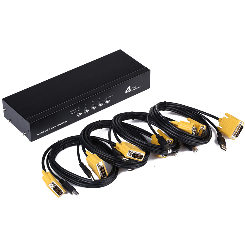4-портовый DVI KVM-коммутатор с беспроводной клавиатурой и мышью