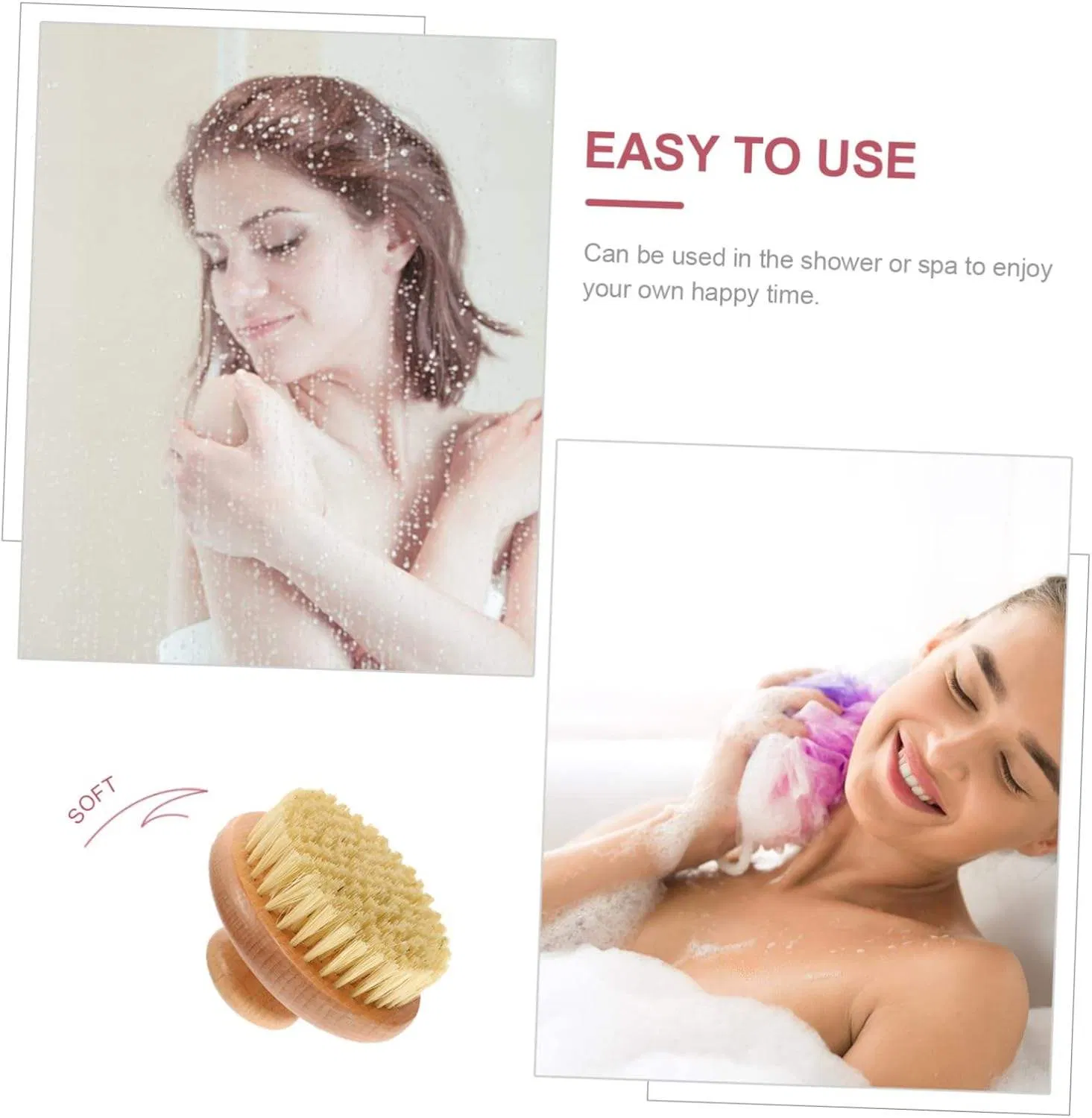 Factory OEM Natural Bamboo Body Cleaning Dry Brush/SPA Body Brush