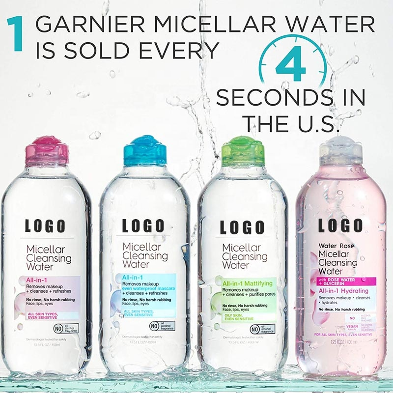 Natural Micellar Cleansing Water All-in-1 Water Based Vegan Face Clean Makeup Remover Cleansing Water and Oil Mix
