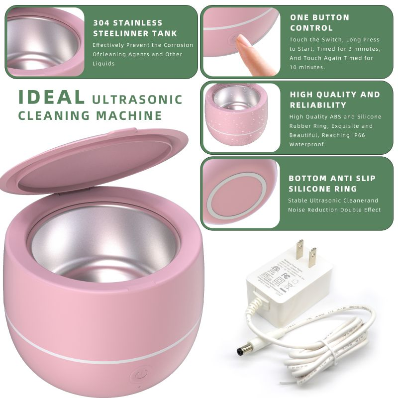 New Deep Cleaning Professional Digital Timer Portable Ultrasonic Cleaner for Dentures Jewelry (Rings Coins) for Household Use