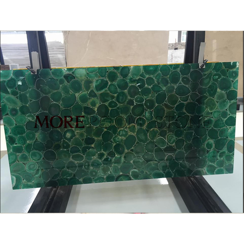 Interior Wall Decor Translucent Green Agate Stone Slab
