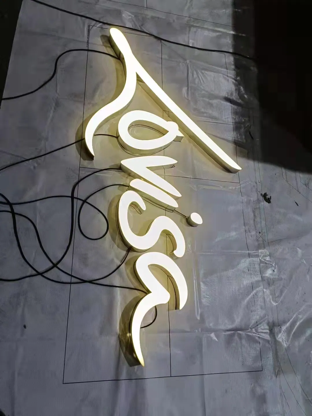 High Luminunce Waterproof #304 Stainless Steel Gold-Plated Back Lit Outdoor LED Signs
