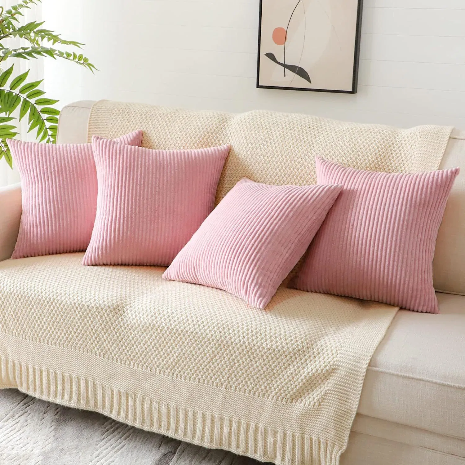 Striped Velvet Pillowcase Square Decorative Throw Cushion Cover Couch Bedroom Home Use Decorative Cushion Covers