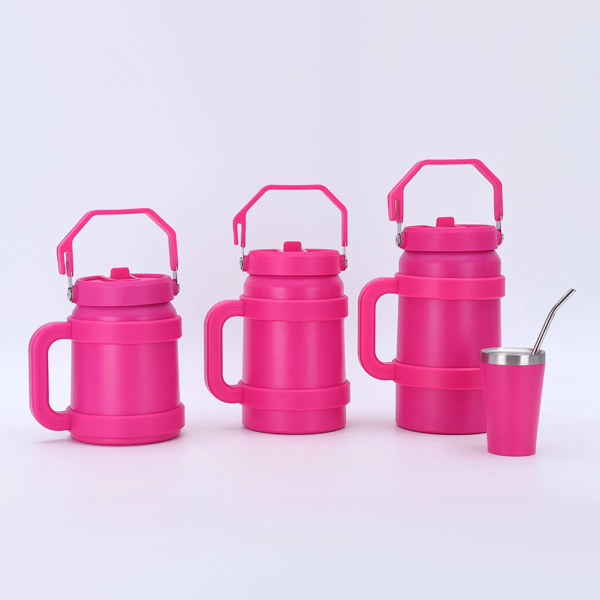 New Design Large-Capacity 1200/1500/1800ml Double Wall Insulated Cup Straw Cup Stainless Steel Water Bottle Vacuum Flask Thermo with Handle
