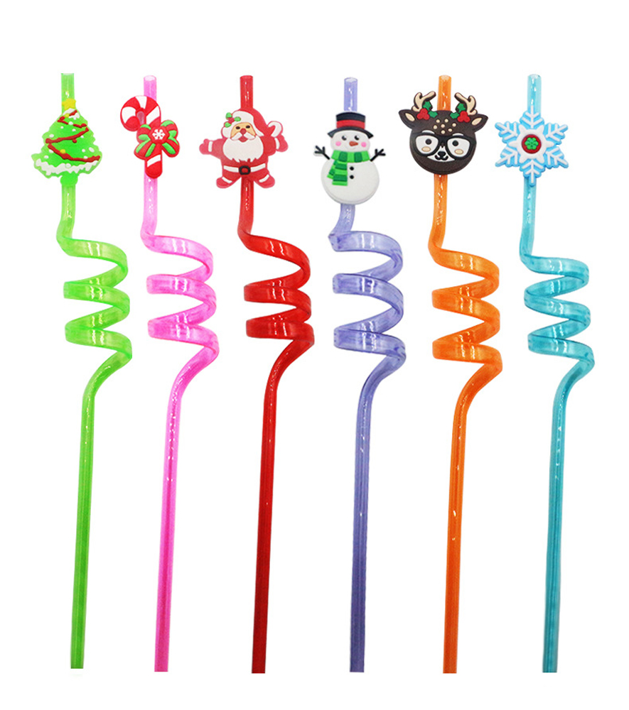 Amazon Party Favors Christmas Cartoon Curved Straws