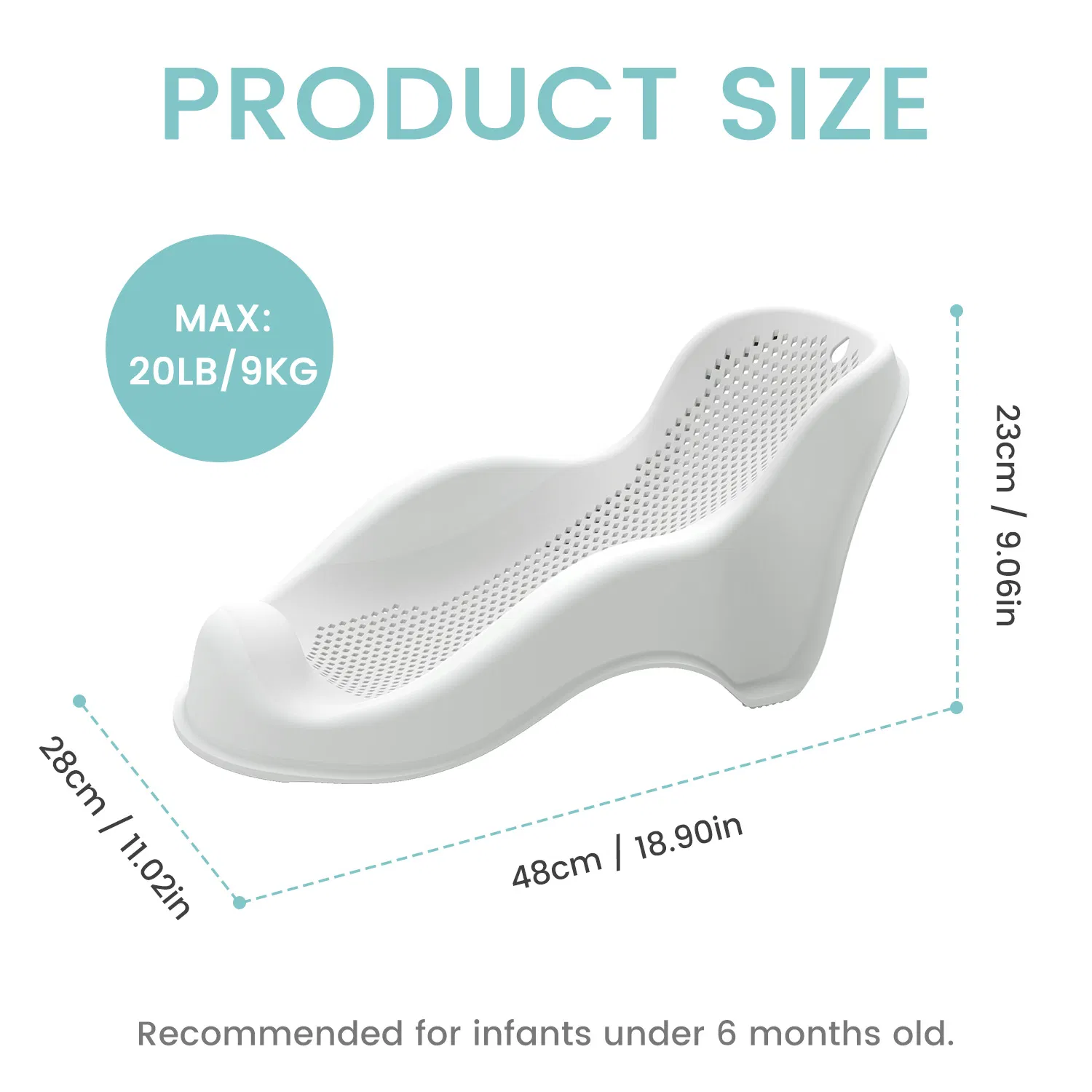 Baby Bathtub Support, Ergonomic Newborn Bath Seat with Non-Slip Design, 2 Colors (Grey/Pink) for Infant Bathing