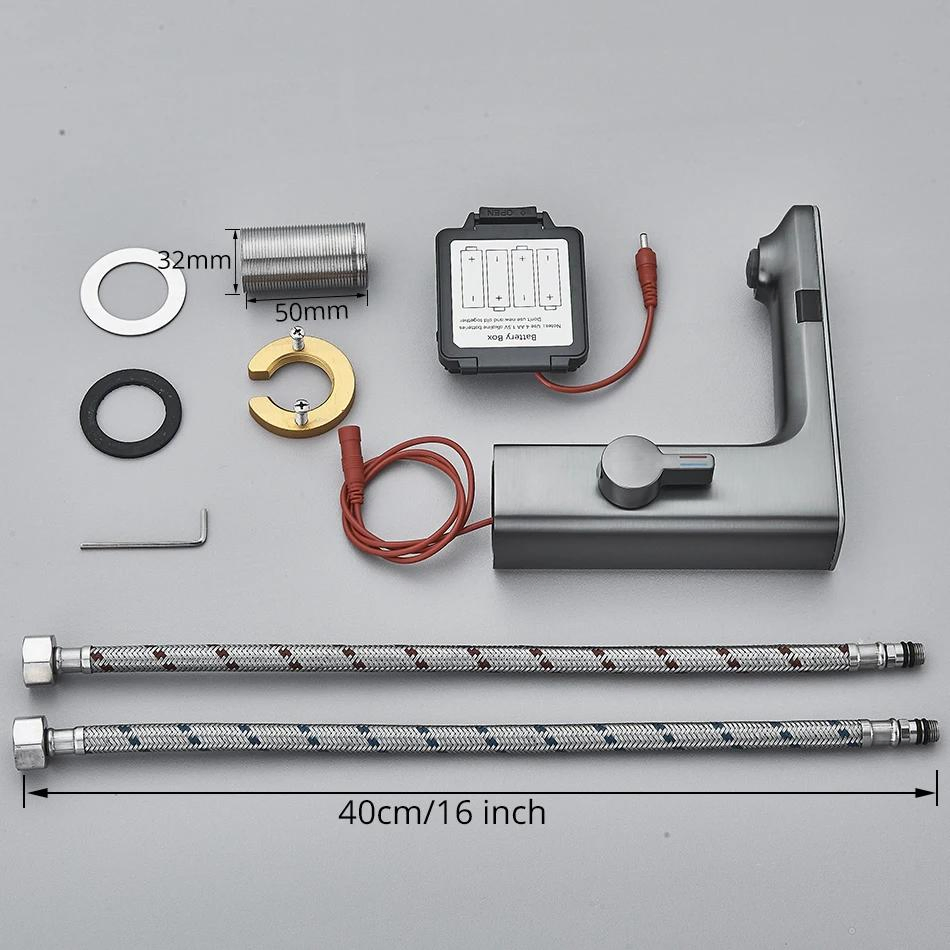 Uythner Smart LCD Sensor Basin Faucet Digital Display Screen Hot Cold Water Mixer Tap Vanity Touchless Faucet for Bathroom Basin